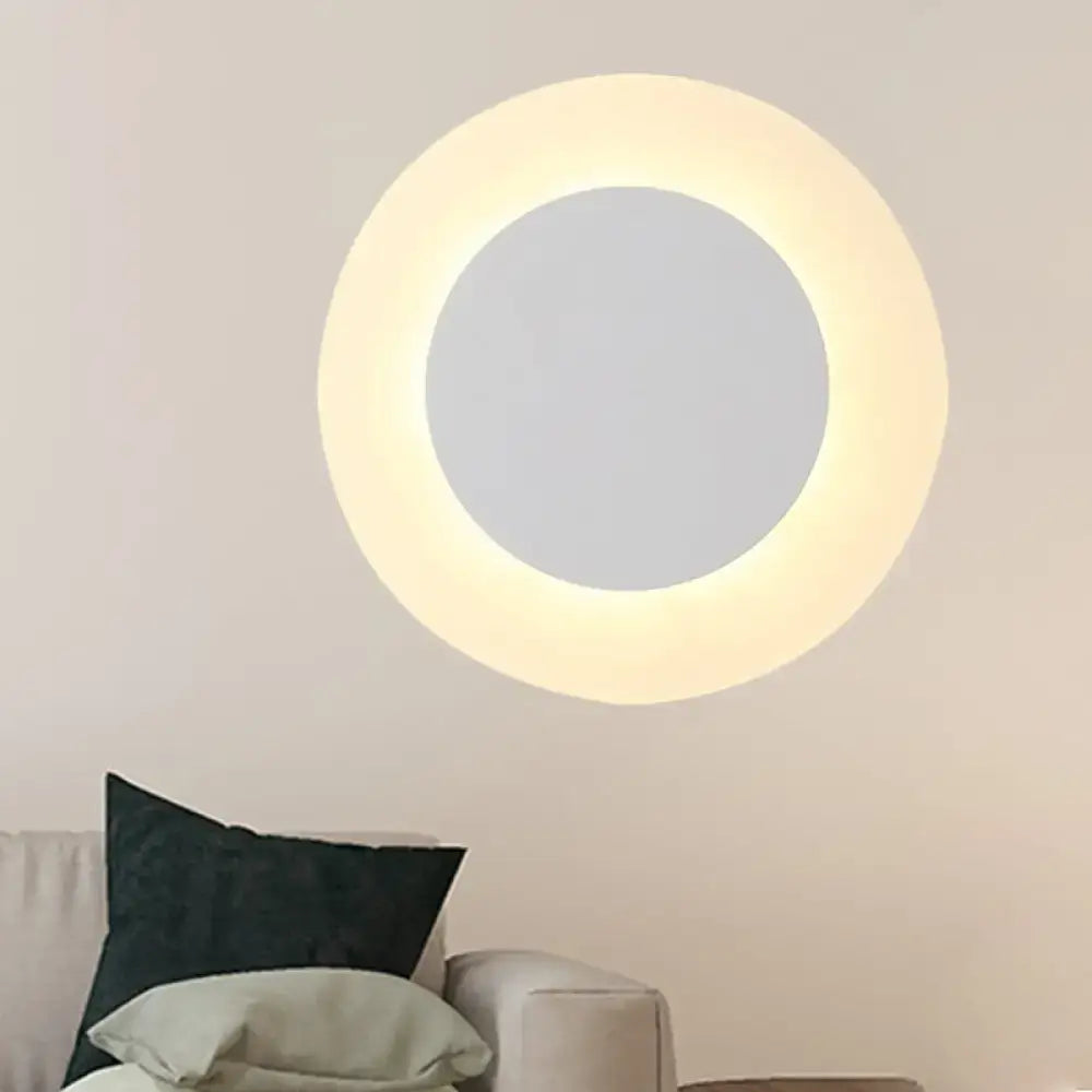 Modern white halo ring wall lighting fixture bedroom mirrored sconce