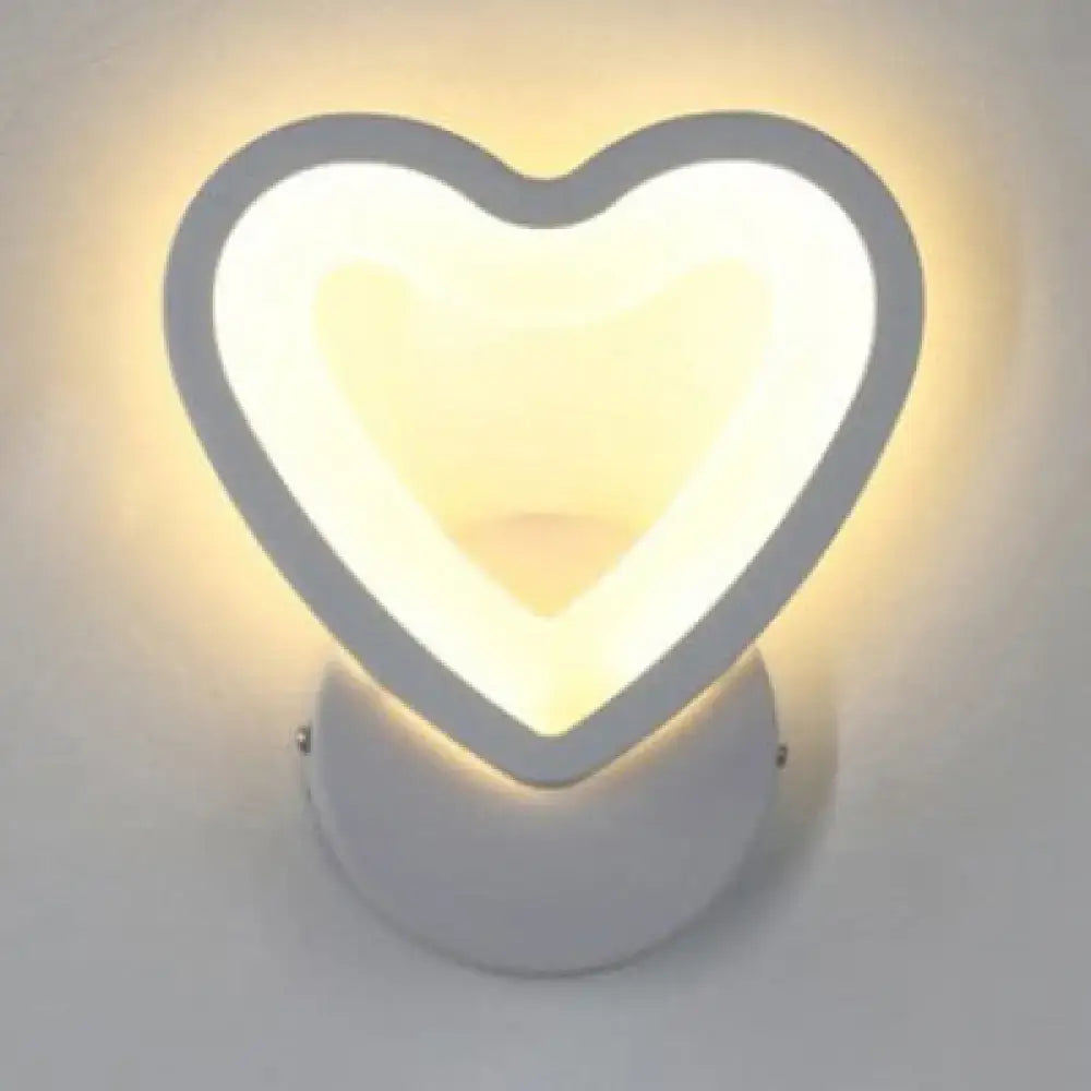 Modern white heart led wall sconce – bedroom minimalist light