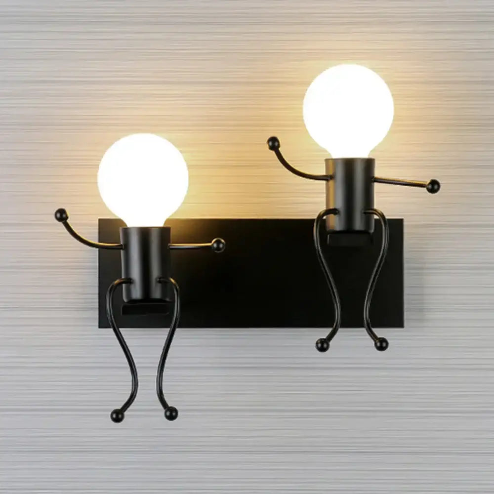 Modern white iron man cartoon wall sconce for bedroom