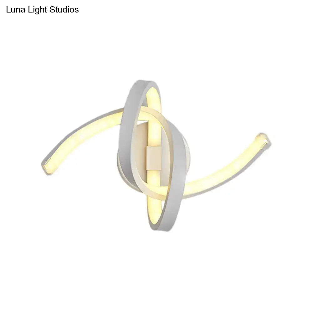 DecorBites™ Modern Metallic LED Knotted Linear Wall Sconce Light - White Wall Mounted Lighting