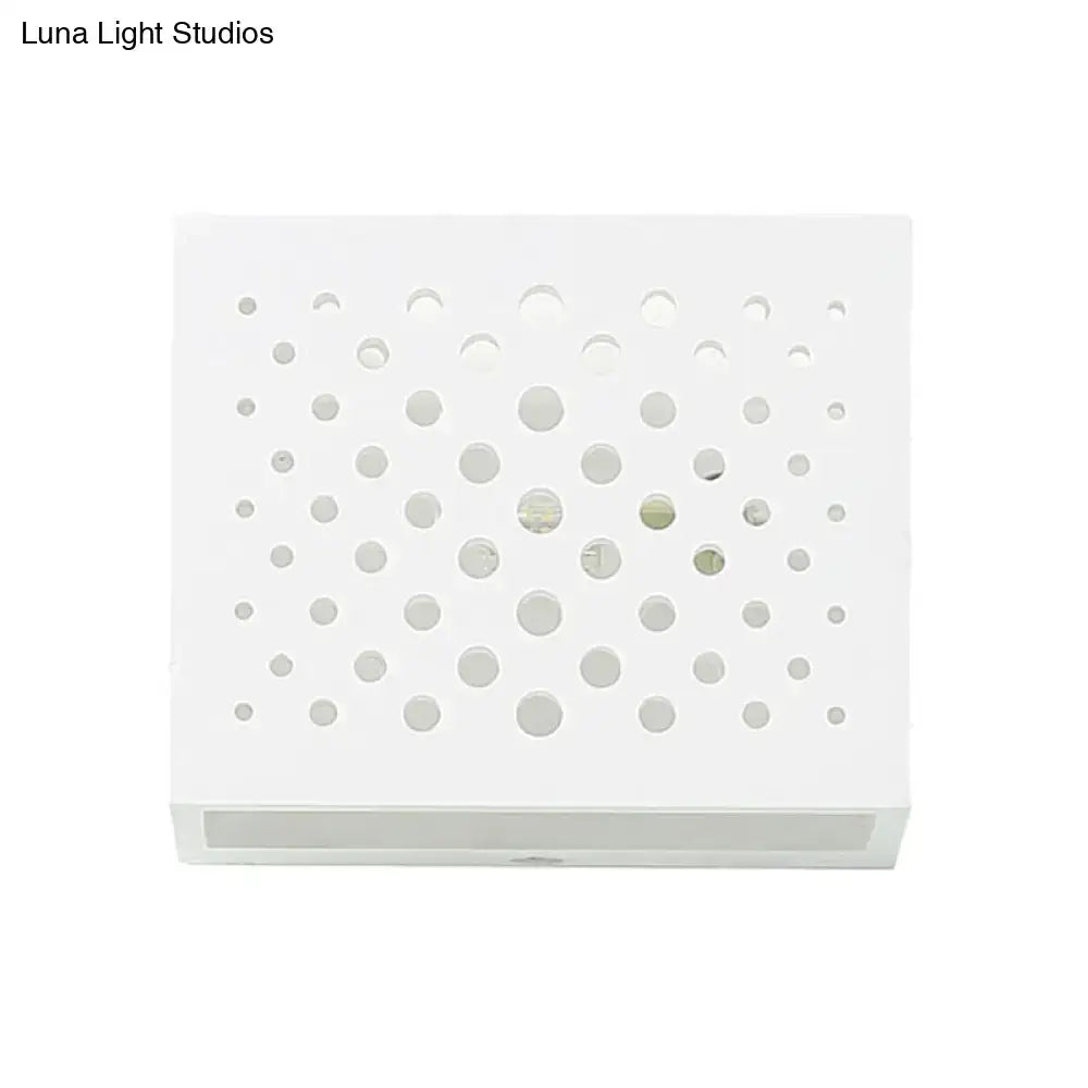 Modern white laser cut cube wall light bedroom gypsum sconce