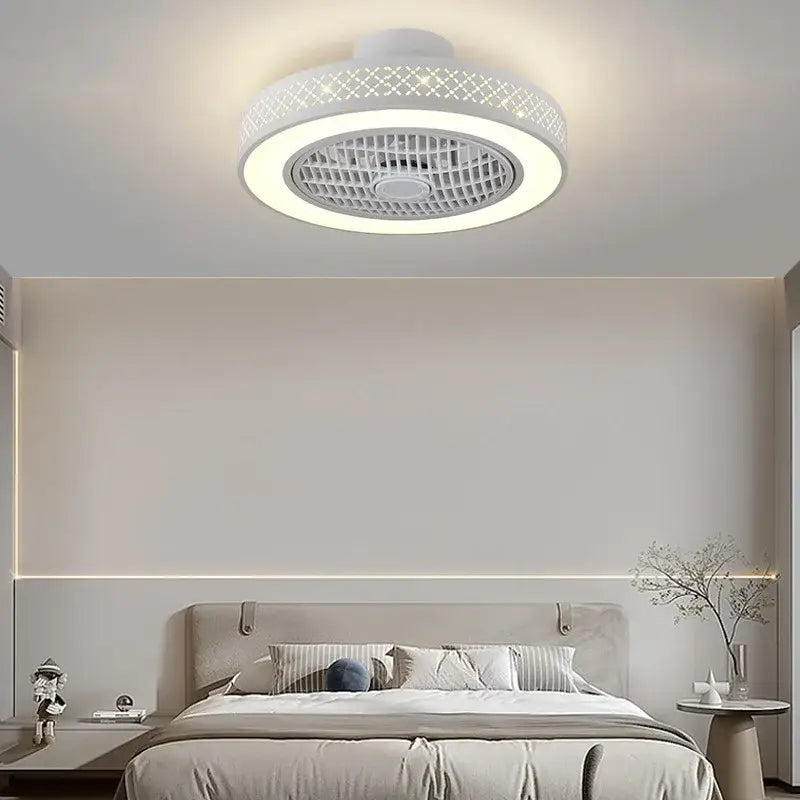 DecorBites™ Bedroom LED Ceiling Fan Light with Remote Control - Small, Modern Chandelier