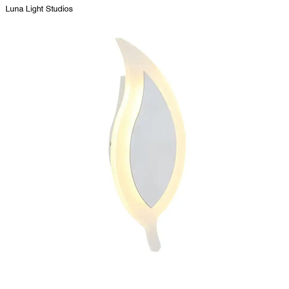Modern white leaf wall lamp warm & white bedroom sconce