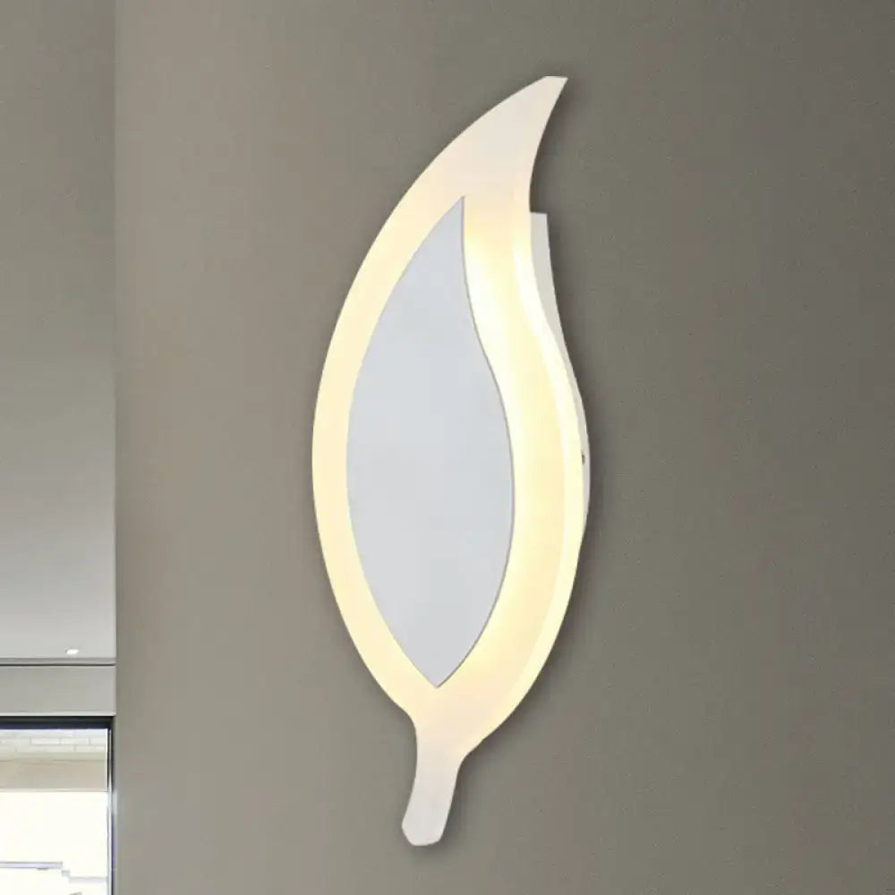 Modern white leaf wall lamp warm & white bedroom sconce