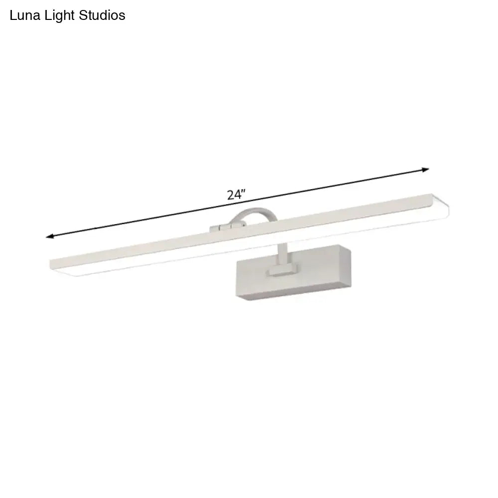 Modern white led bathroom vanity sconce with curved arm