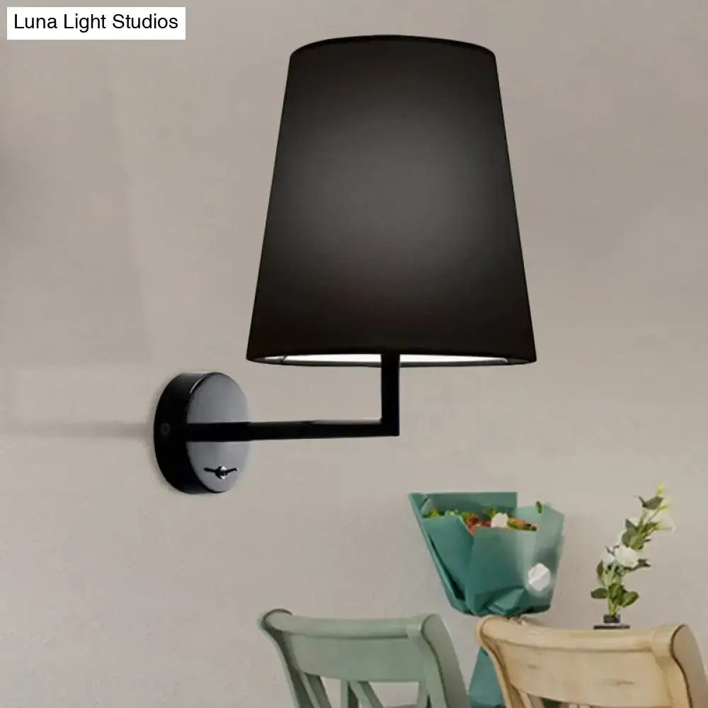 Modern white led cone wall mounted fabric sconce living room light