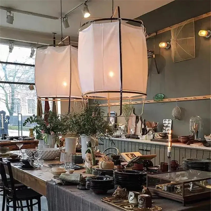DecorBites™ Linen Cotton Pendant Lamp: Nordic White DIY Fabric Shade LED Island Lighting