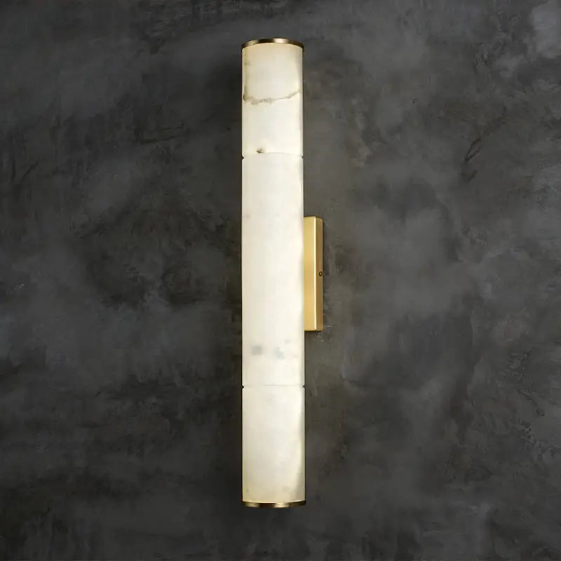 DecorBites™ Sleek Marble Tube LED Sconce Light: Simplicity White & Brass Wall Lamp for Living Room