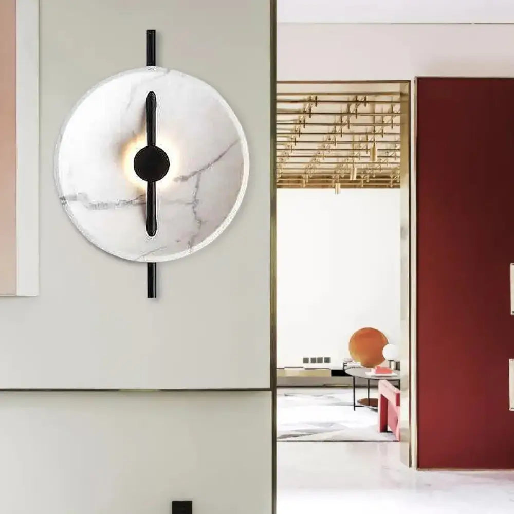 Modern white marble led wall sconce bedroom fixture type bulb included