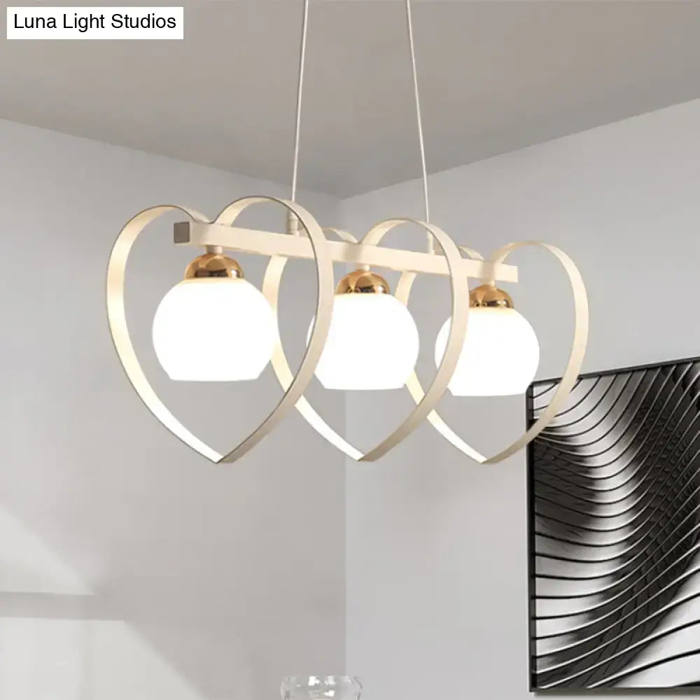 Modern white opal glass island chandelier dining room 3 lights