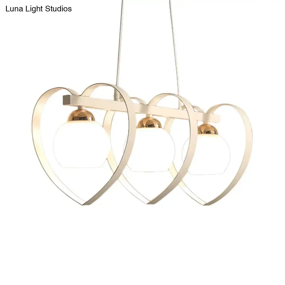 Modern white opal glass island chandelier dining room 3 lights