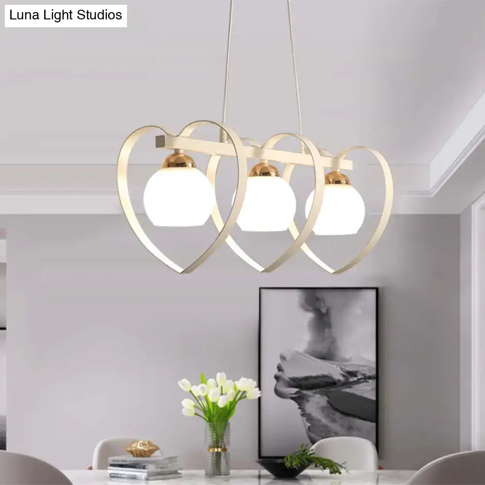 Modern white opal glass island chandelier dining room 3 lights