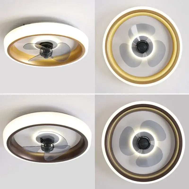 Modern white & orange circular ceiling fan light for bedroom