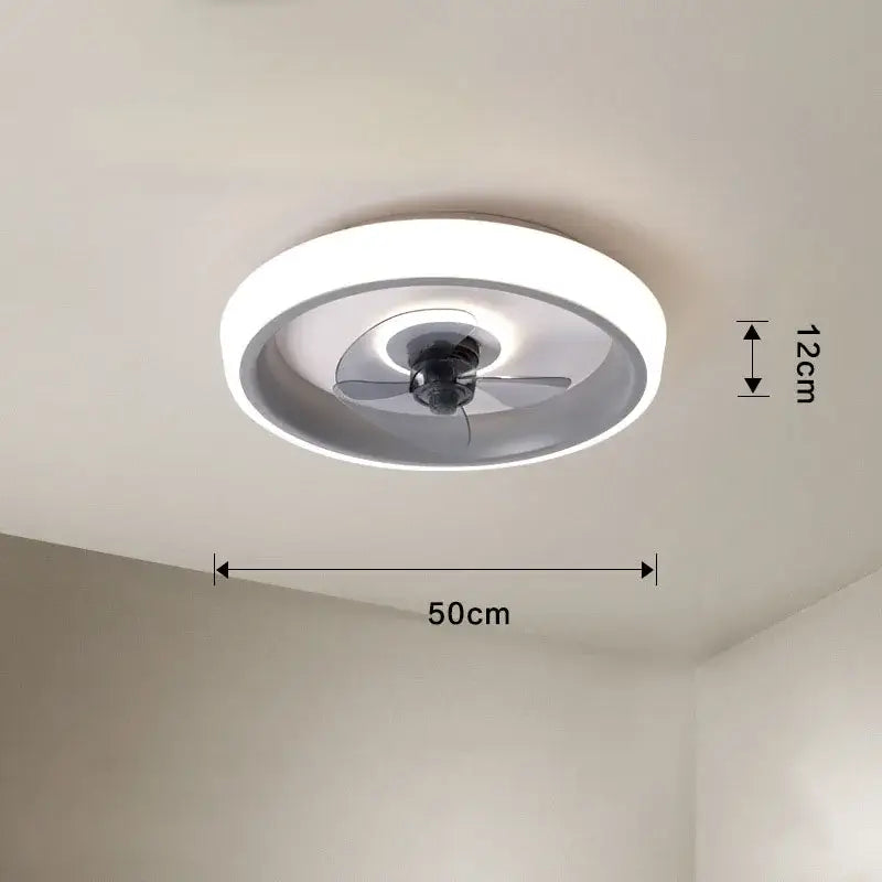 Modern white & orange circular ceiling fan light for bedroom