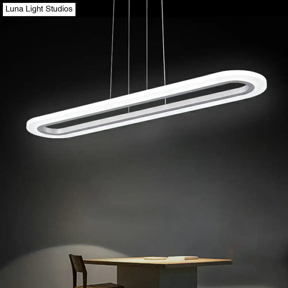 Modern white oval led office island ceiling light