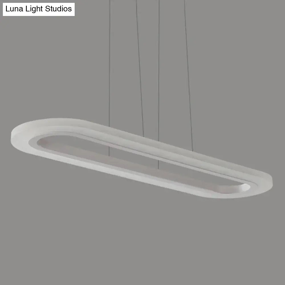Modern white oval led office island ceiling light