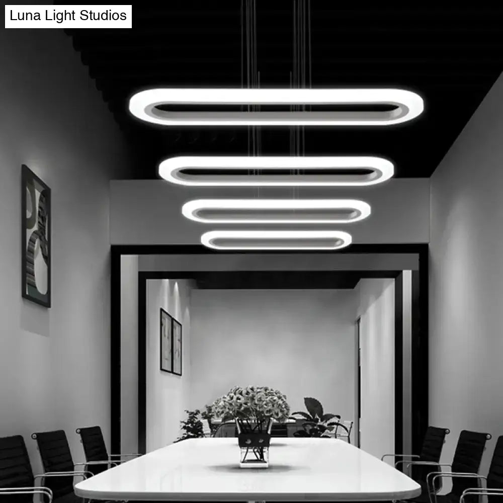 Modern white oval led office island ceiling light