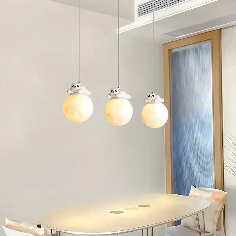 Modern white panda bear bedroom wall lamp living room pendant light
