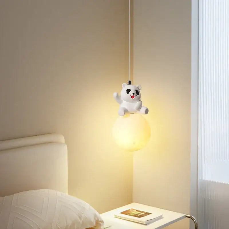 Modern white panda bear bedroom wall lamp living room pendant light