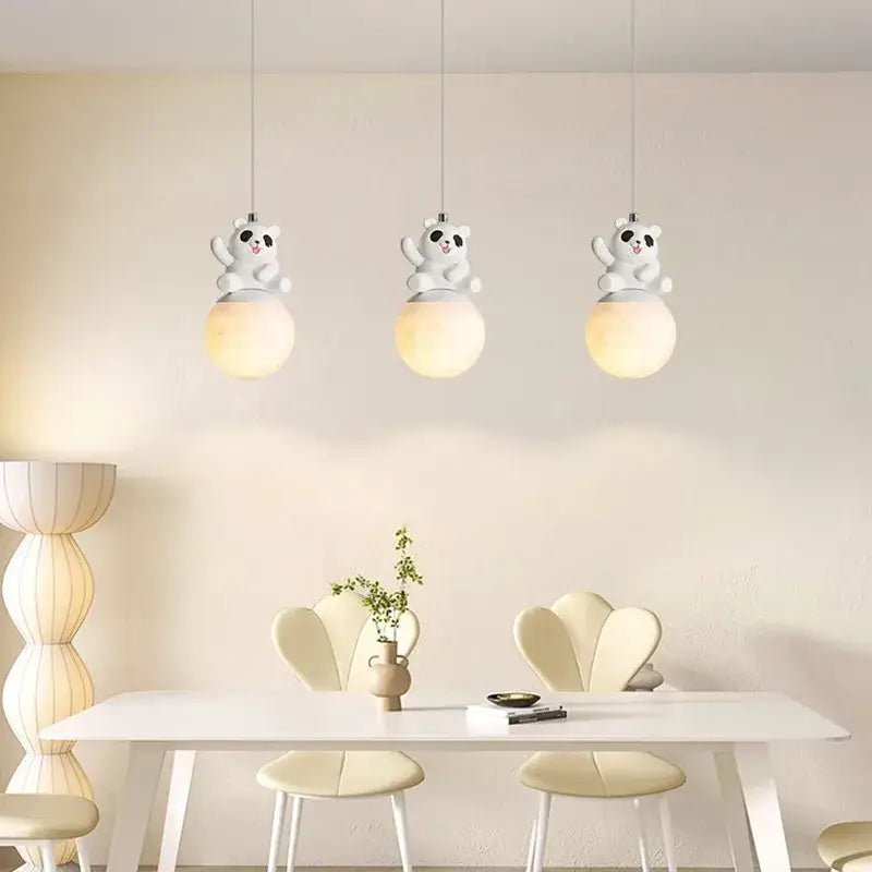 Modern white panda bear bedroom wall lamp living room pendant light