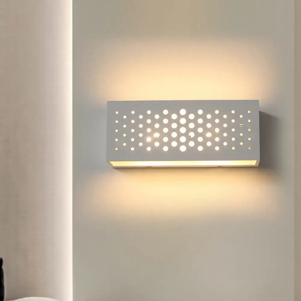 Modern white perforated rectangle wall sconce bedroom wall light