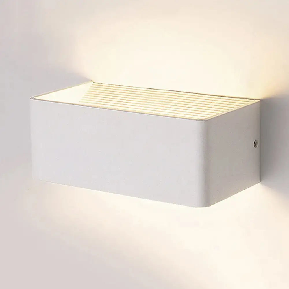 Modern white rectangular wall lamp – bedroom warm white sconce