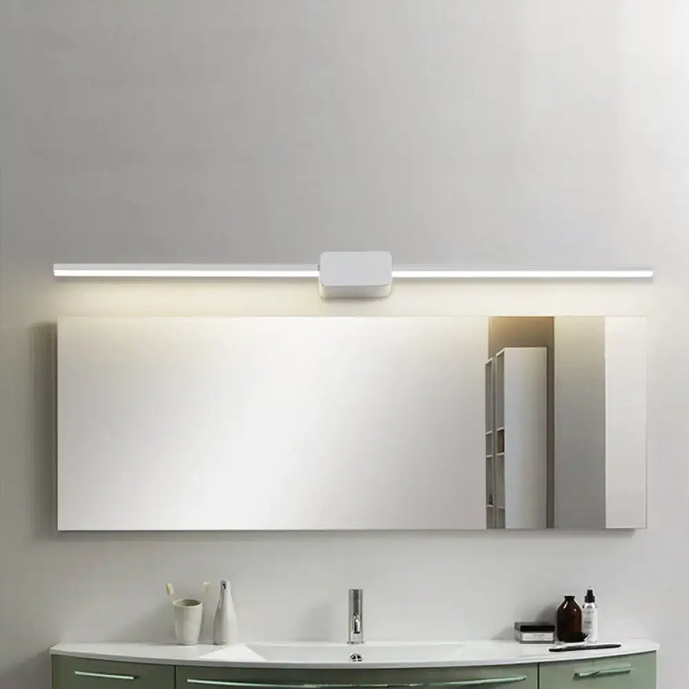 Modern white rectilinear wall sconce bathroom led mirror light