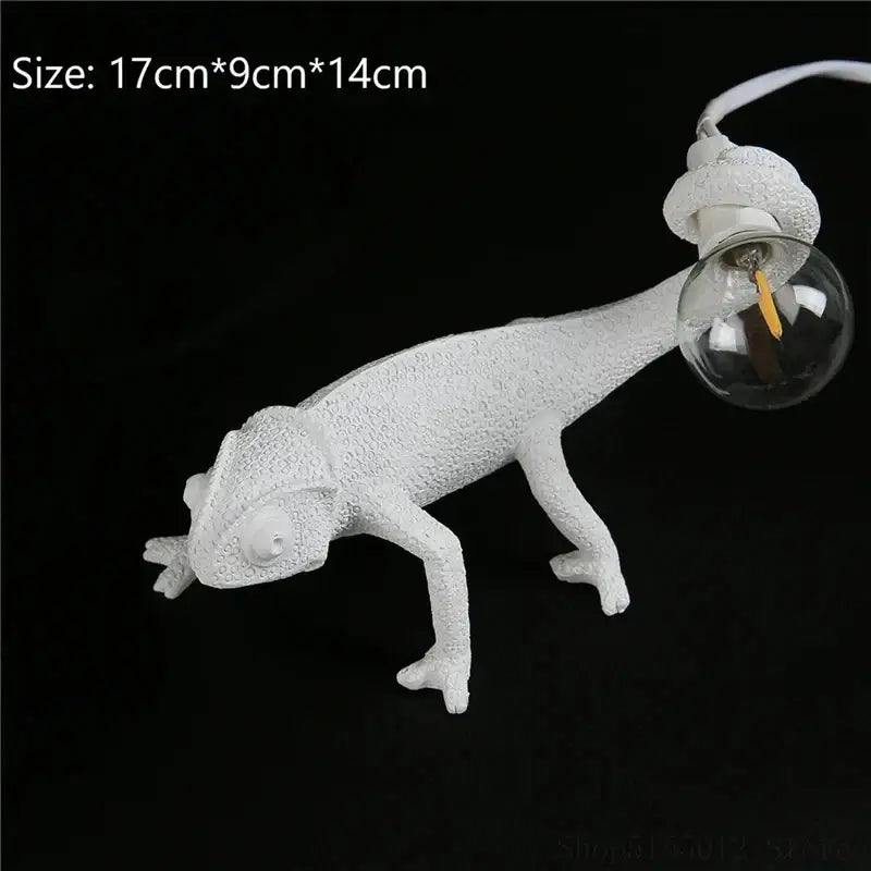 Modern white resin chameleon led table lamp for bedroom reading