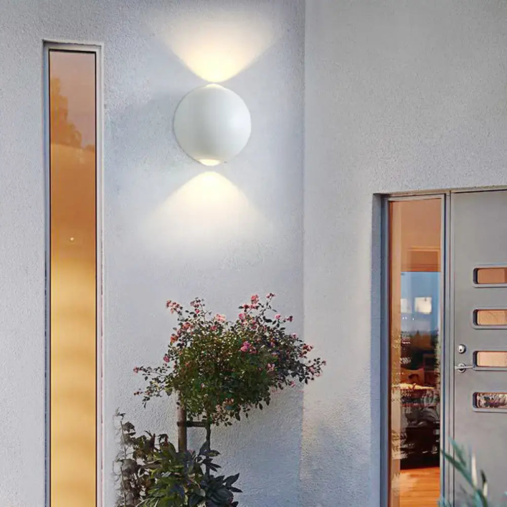 Modern white spherical wall light fixture – outdoor sconce light