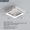 Modern white square bladeless ceiling fan light for bedroom