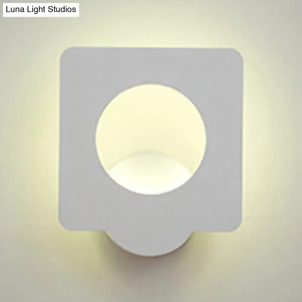 Modern white square led wall sconce bedroom warm natural light