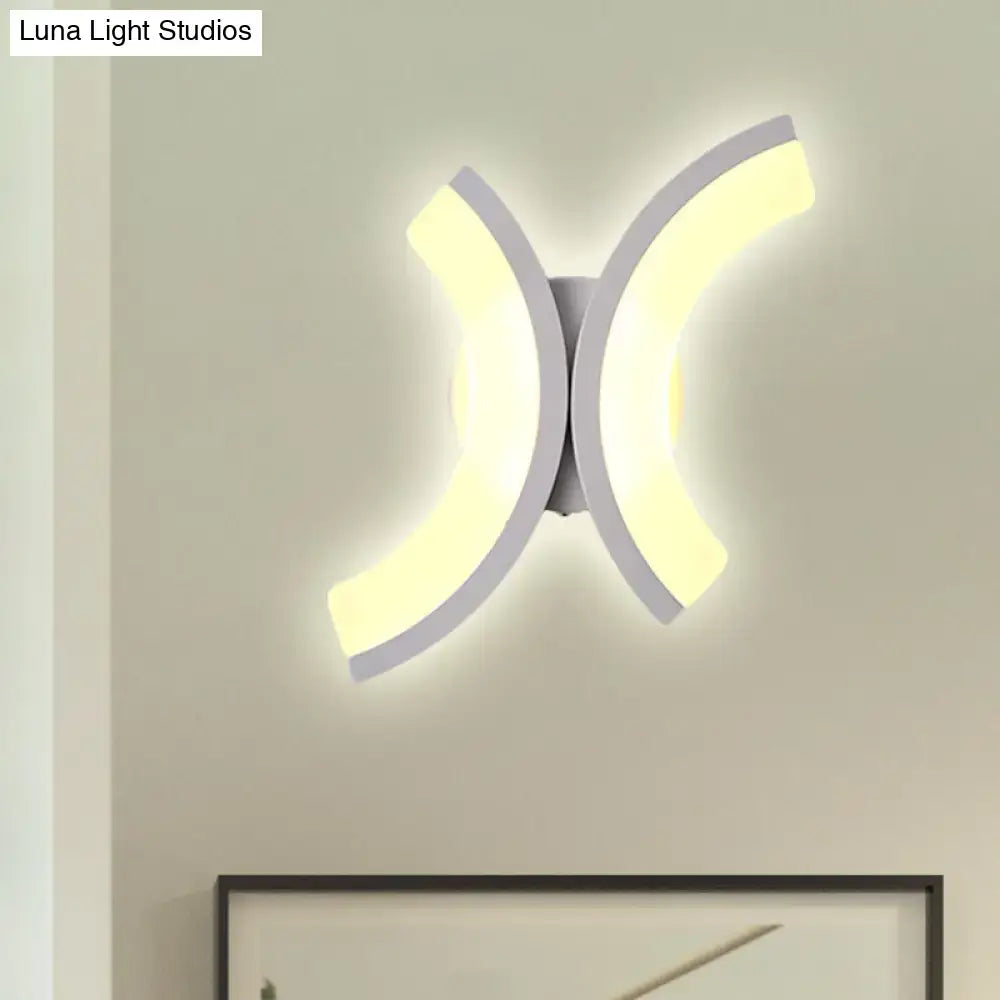 Modern white u-shaped led wall sconce – bedroom warm & white light