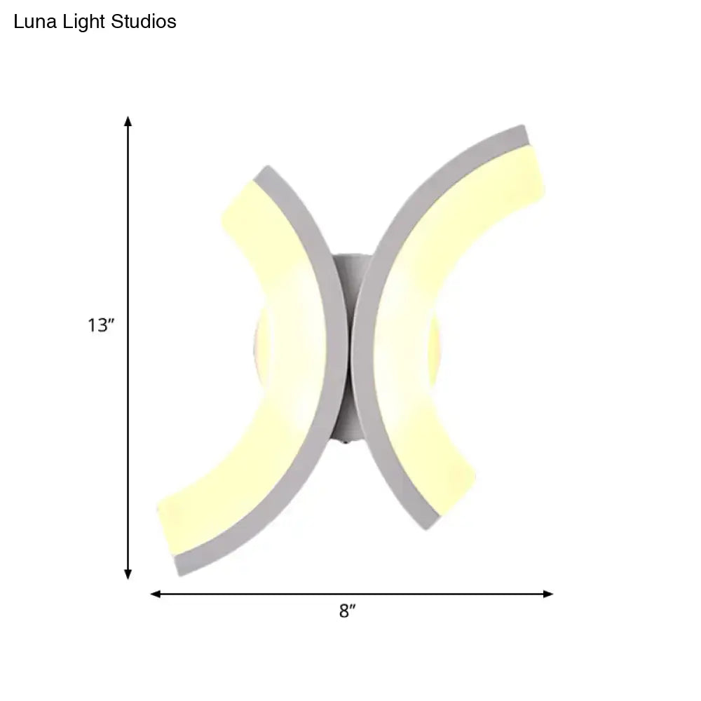 Modern white u-shaped led wall sconce – bedroom warm & white light