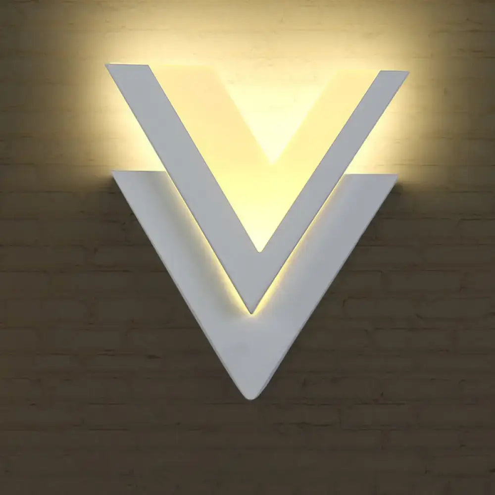 Modern white v shaped led wall mount light stairway fixture