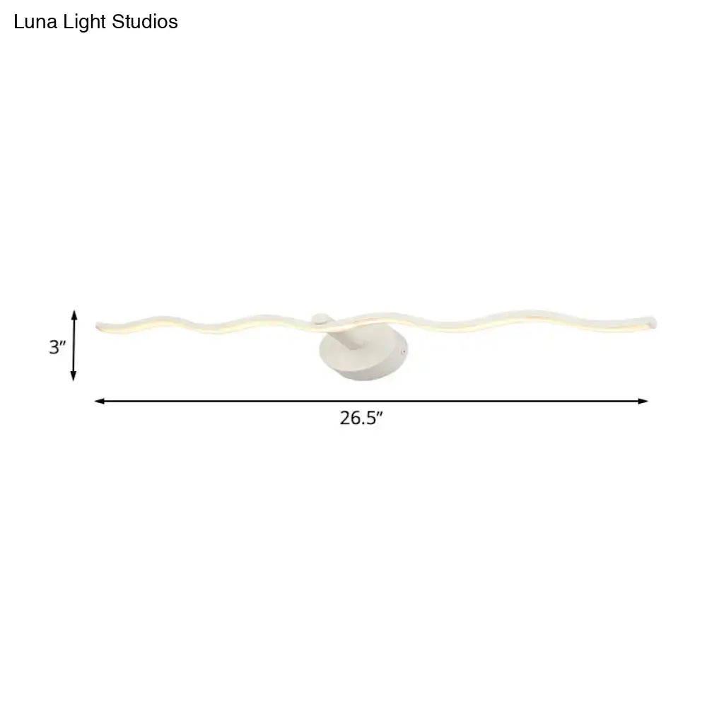 Modern white wave design led vanity light bathroom fixture