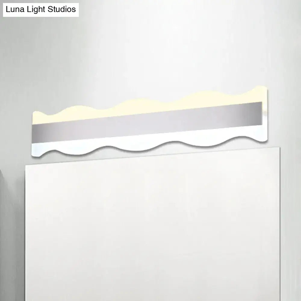 Modern white wave led light fixture – bathroom warm white sconce