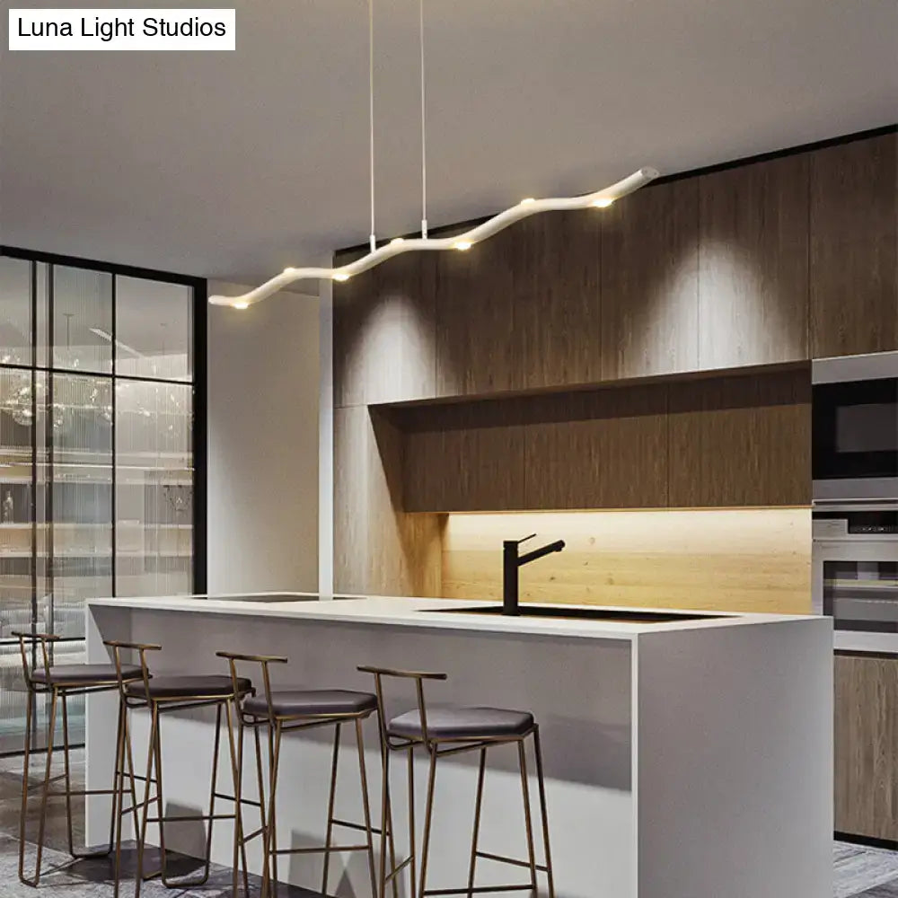DecorBites™ White Wave Island Lighting Fixture with 5/7 Simple Style Heads, Warm/White Light