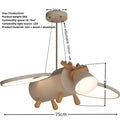 Modern white & wood cartoon deer led pendant light kids bedroom