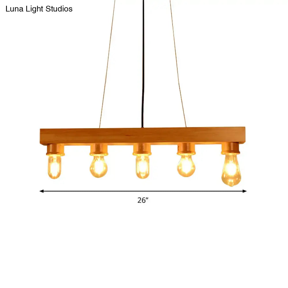 DecorBites™ Modern Wood Bubble Hanging Ceiling Light with 5 Beige Heads – Ideal for Dining Room