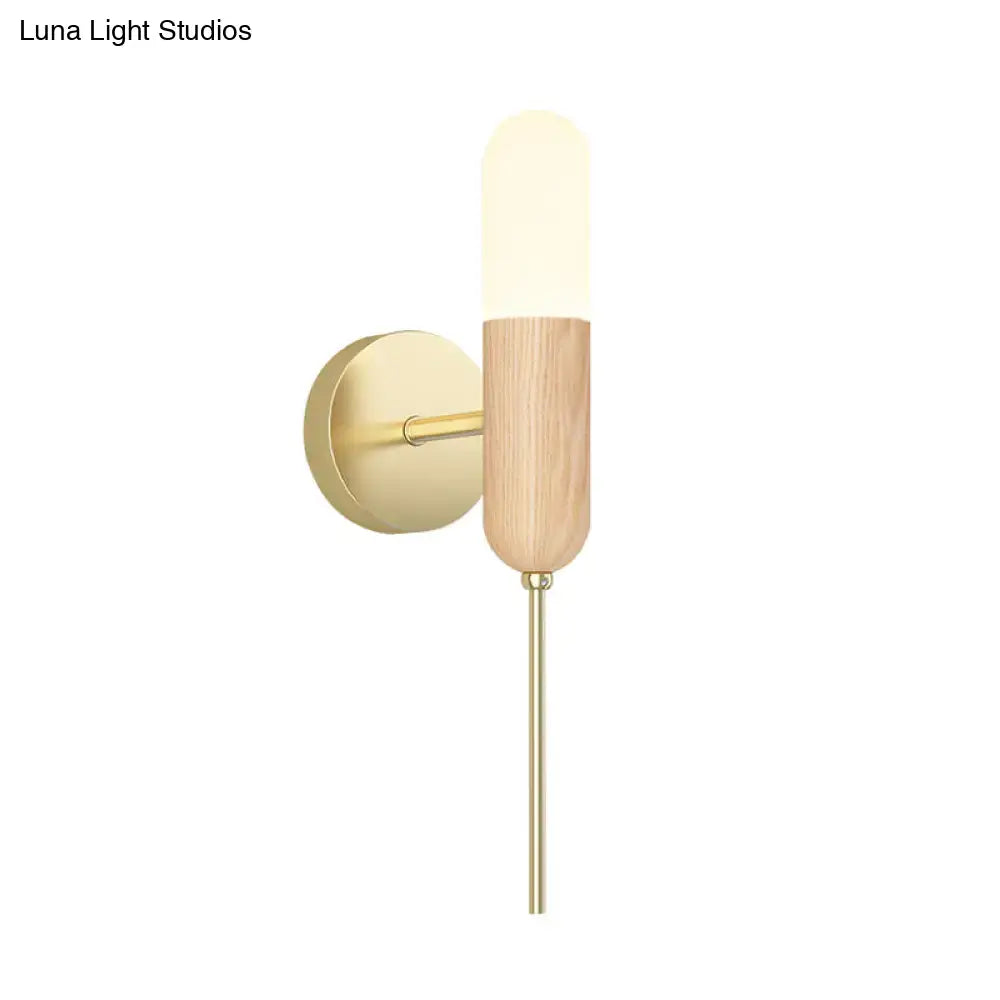 DecorBites™ Modern Wooden Wall Lamp with LED Light Fixture and Handle - Capsule Design for Living Room