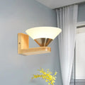 Modern wood and brass wall lamp bedroom glass sconce