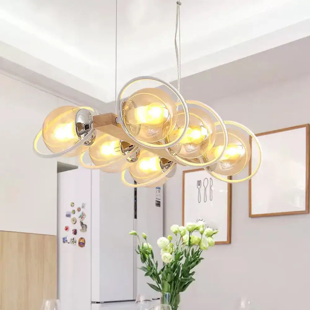 DecorBites™ Modern Glass Hanging Light Fixture - Cognac Bubble Shade Island Lighting