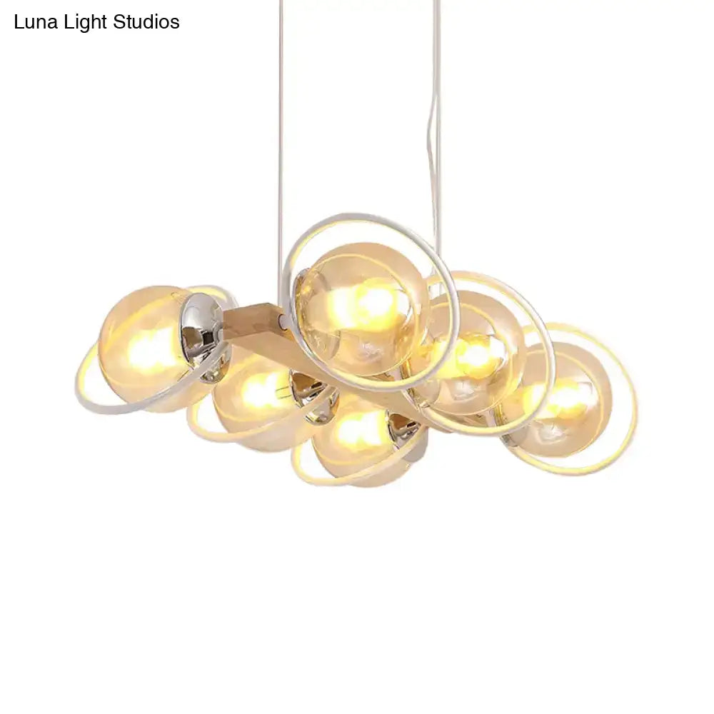 DecorBites™ Modern Glass Hanging Light Fixture - Cognac Bubble Shade Island Lighting
