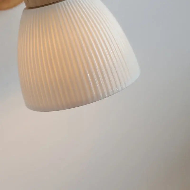 Modern wood and ribbed glass wall light fixture bedroom sconce