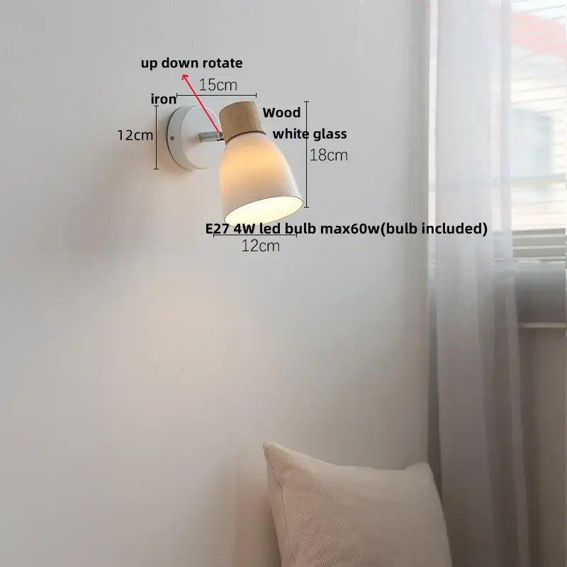 Modern wood and ribbed glass wall light fixture bedroom sconce