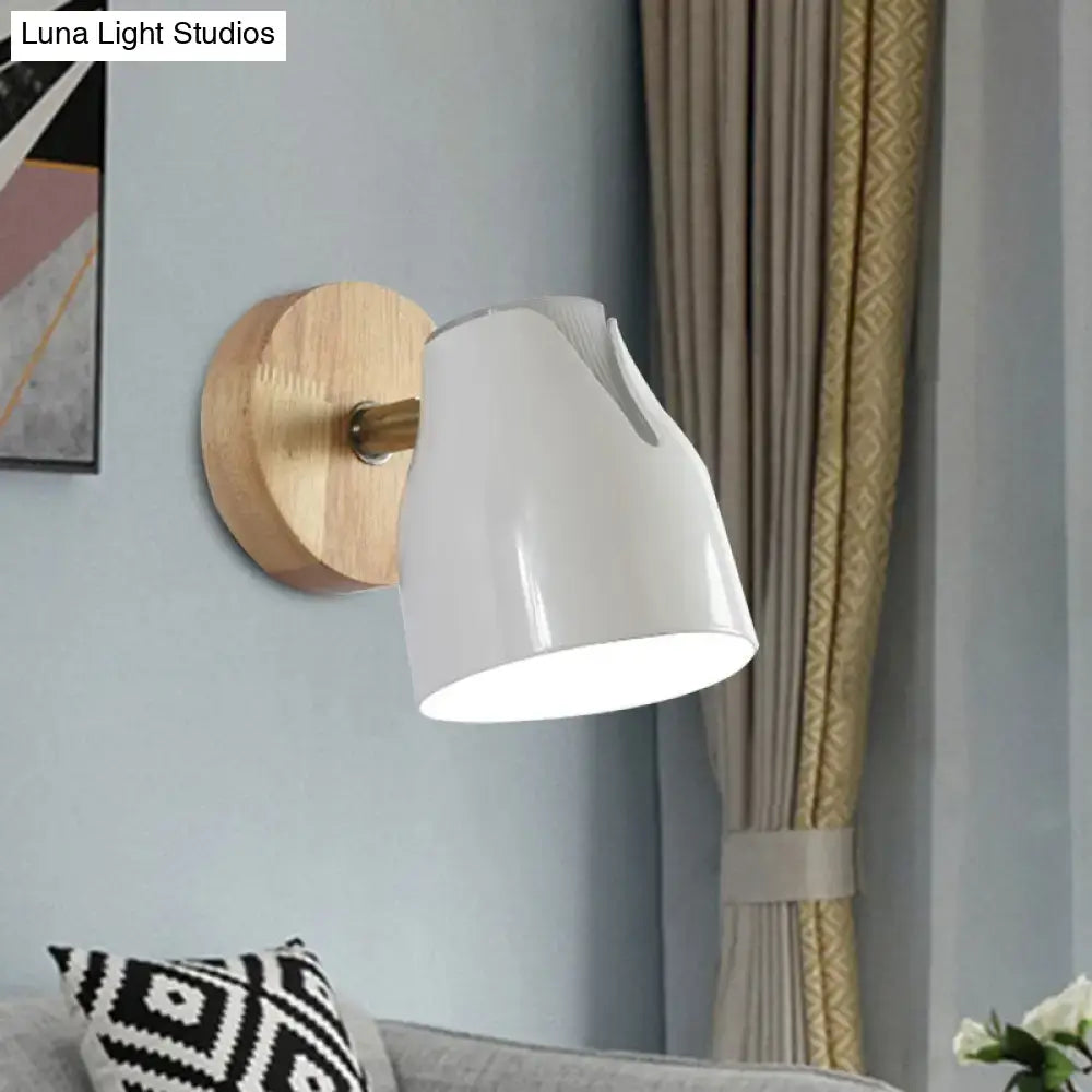 Modern wood and white ceramic wall light kitchen metallic bud shade