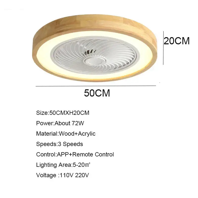 DecorBites™ 20" Wood Ceiling Fan with APP Remote Control & LED Light, Modern Living Bedroom Design