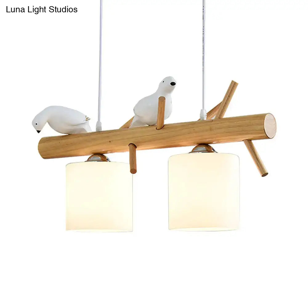 Modern wood bird branch pendant light for dining room led compatible