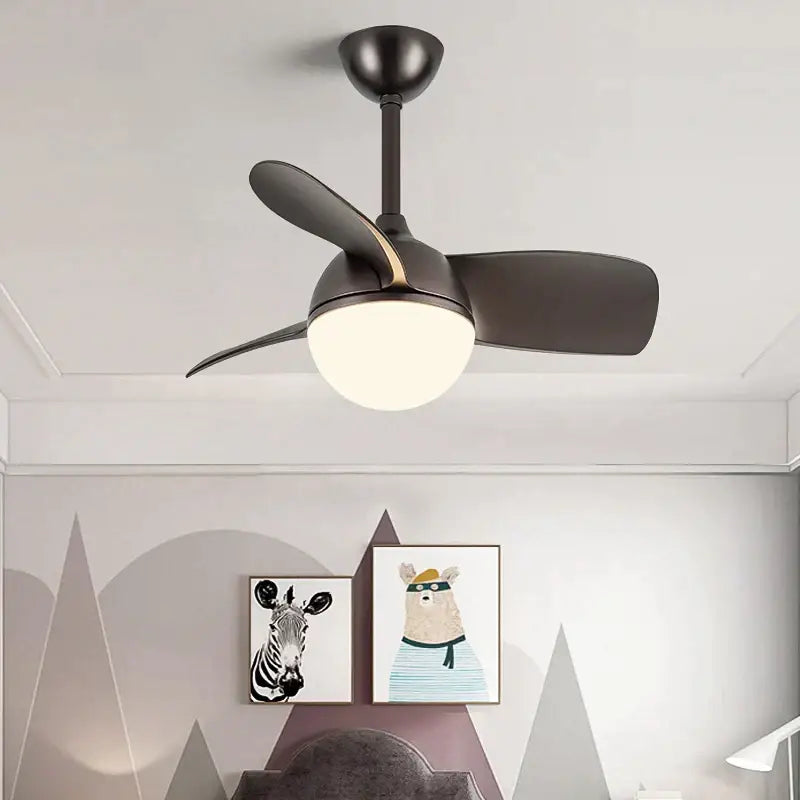 Modern wood blade ceiling fan light bedroom white led chandelier
