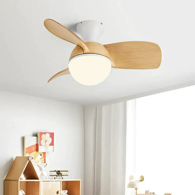 Modern wood blade ceiling fan light bedroom white led chandelier